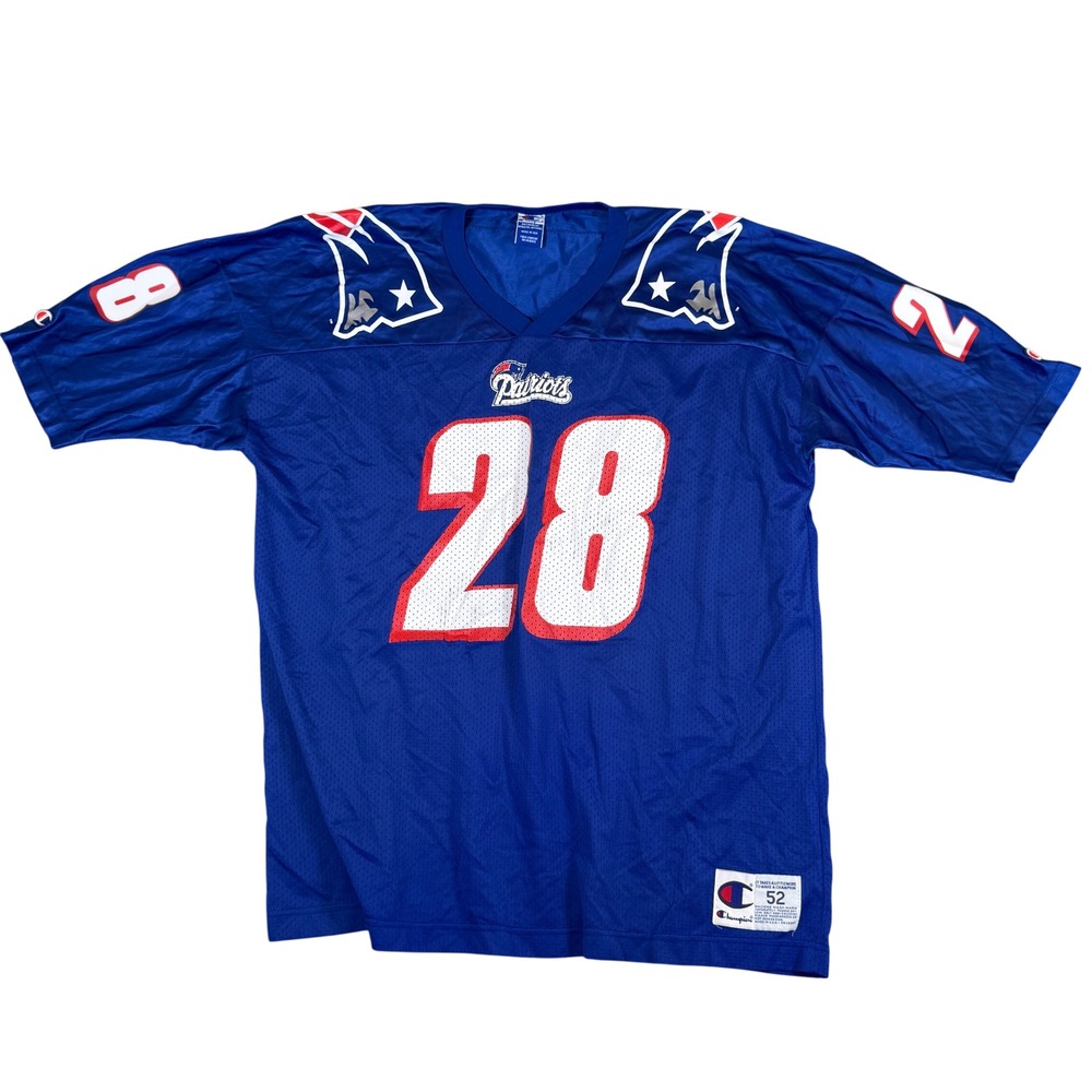 Vintage Champion New England Patriots Jersey 28 Blue Mens 52 XL Made in USA